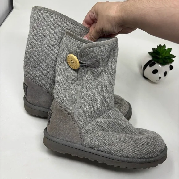 UGG Gray Knit Women's Winter Boots - Picture 1 of 5